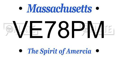 VE78PM Massachusetts License Plate