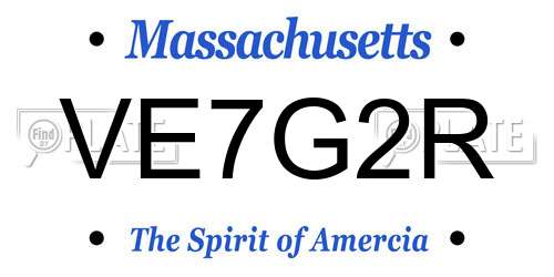 VE7G2R Massachusetts License Plate