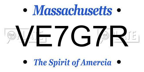 VE7G7R Massachusetts License Plate