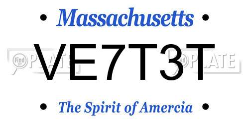 VE7T3T Massachusetts License Plate