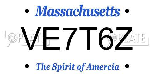 VE7T6Z Massachusetts License Plate