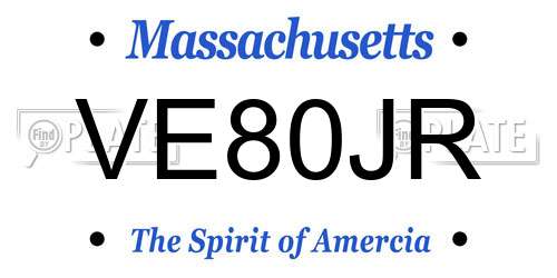 VE80JR Massachusetts License Plate