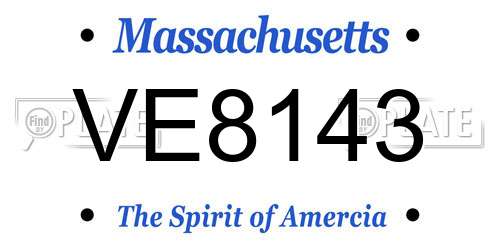 VE8143 Massachusetts License Plate