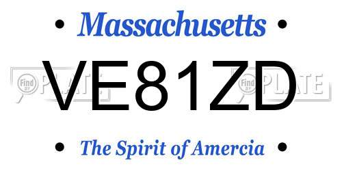 VE81ZD Massachusetts License Plate