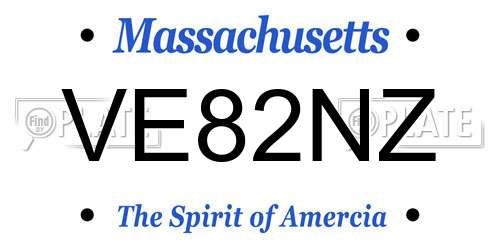 VE82NZ Massachusetts License Plate