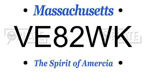VE82WK Massachusetts License Plate