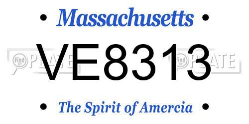 VE8313 Massachusetts License Plate