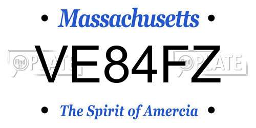 VE84FZ Massachusetts License Plate