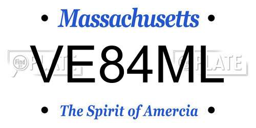 VE84ML Massachusetts License Plate