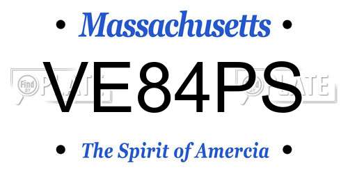 VE84PS Massachusetts License Plate