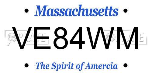 VE84WM Massachusetts License Plate