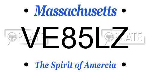 VE85LZ Massachusetts License Plate