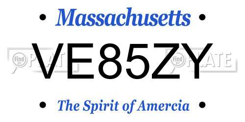 VE85ZY Massachusetts License Plate