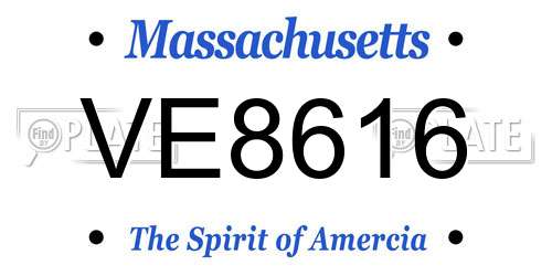 VE8616 Massachusetts License Plate