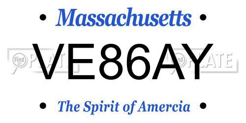 VE86AY Massachusetts License Plate