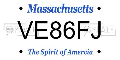 VE86FJ Massachusetts License Plate