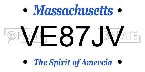 VE87JV Massachusetts License Plate
