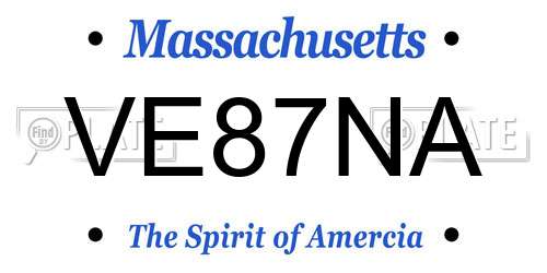 VE87NA Massachusetts License Plate