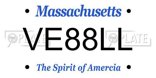 VE88LL Massachusetts License Plate