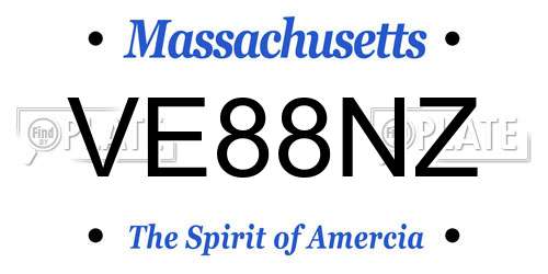 VE88NZ Massachusetts License Plate