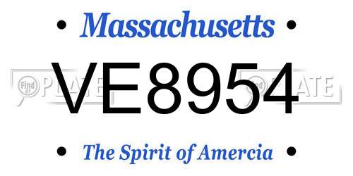 VE8954 Massachusetts License Plate