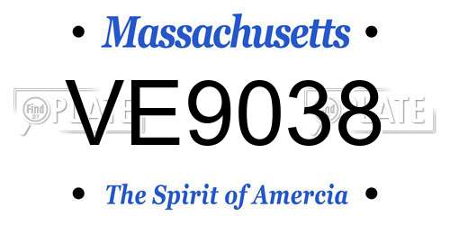VE9038 Massachusetts License Plate