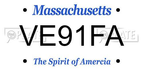 VE91FA Massachusetts License Plate