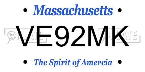 VE92MK Massachusetts License Plate