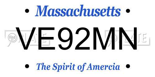 VE92MN Massachusetts License Plate
