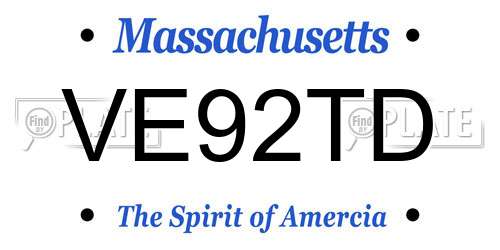VE92TD Massachusetts License Plate