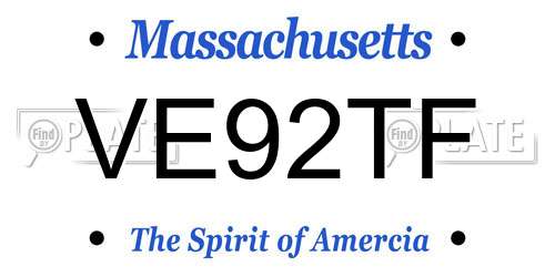 VE92TF Massachusetts License Plate