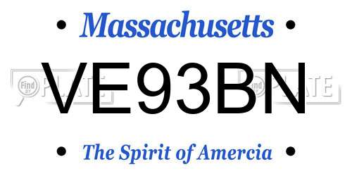 VE93BN Massachusetts License Plate