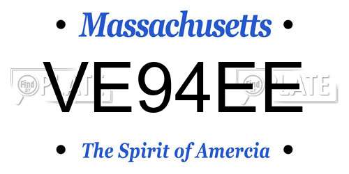 VE94EE Massachusetts License Plate