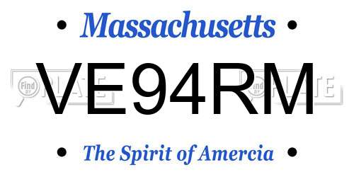 VE94RM Massachusetts License Plate
