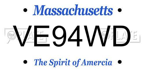 VE94WD Massachusetts License Plate