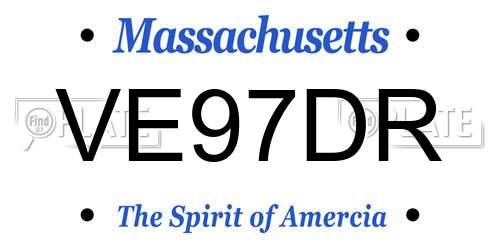 VE97DR Massachusetts License Plate