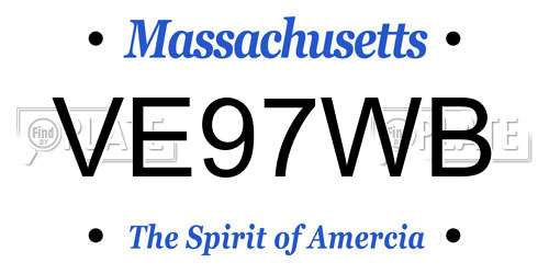 VE97WB Massachusetts License Plate