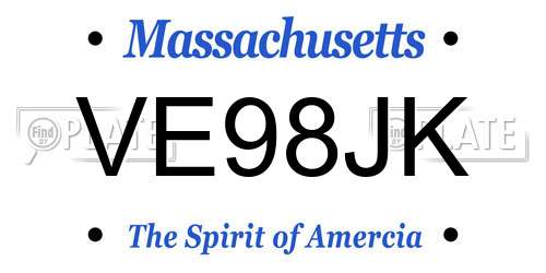 VE98JK Massachusetts License Plate
