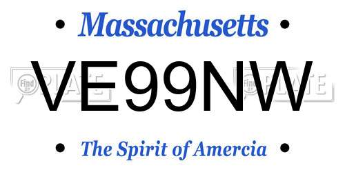 VE99NW Massachusetts License Plate