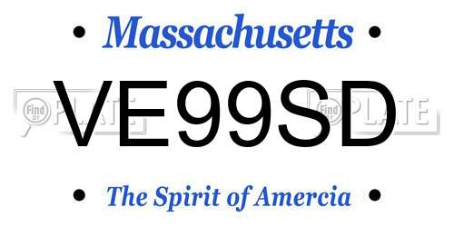 VE99SD Massachusetts License Plate