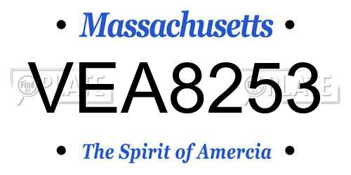 VEA8253 Massachusetts License Plate
