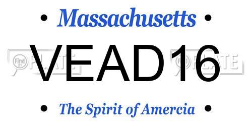 VEAD16 Massachusetts License Plate