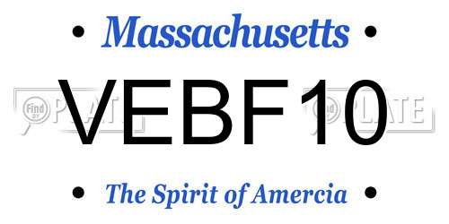 VEBF10 Massachusetts License Plate