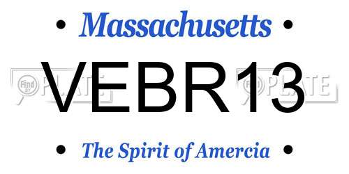VEBR13 Massachusetts License Plate