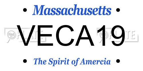 VECA19 Massachusetts License Plate
