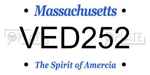 VED252 Massachusetts License Plate
