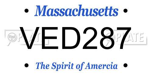 VED287 Massachusetts License Plate