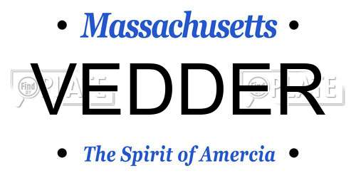VEDDER Massachusetts License Plate