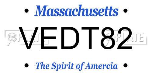 VEDT82 Massachusetts License Plate