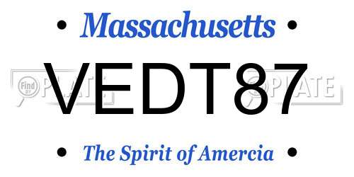 VEDT87 Massachusetts License Plate